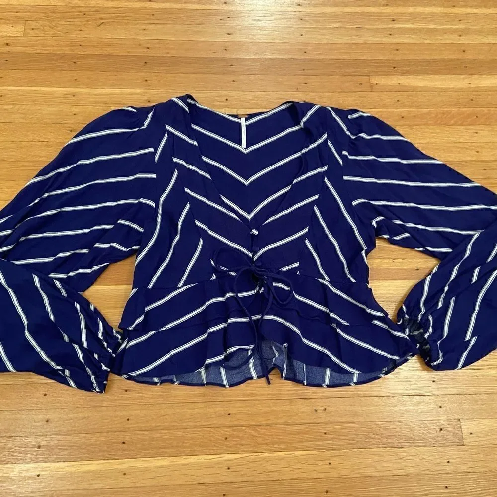 Free People Samifran Crop Flowy Blouse/Cardigan